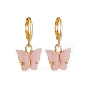 3/$15 Light Pink Acrylic Butterfly Huggie Earrings